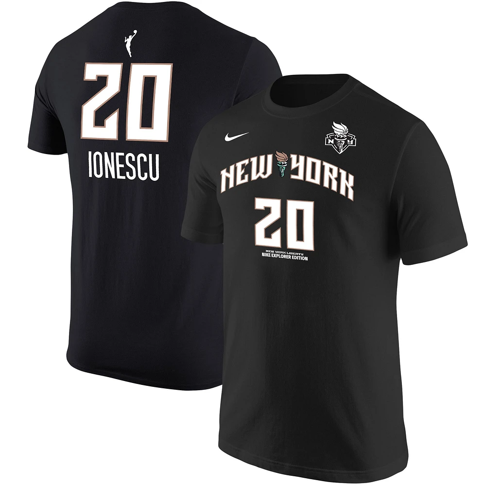 T-shirt avec nom et numéro Nike Sabrina Ionescu pour homme, noir, édition New York Liberty Explorer