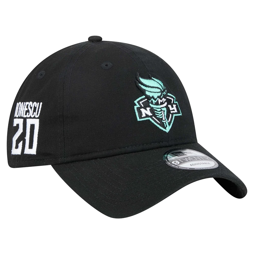 Men's Sabrina Ionescu Black New York Liberty Name & Number Sidepatch 9TWENTY Adjustable Hat