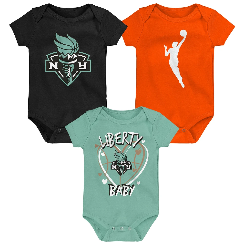 Newborn Outerstuff  New York Liberty Slide Home 3-Piece Creeper Set