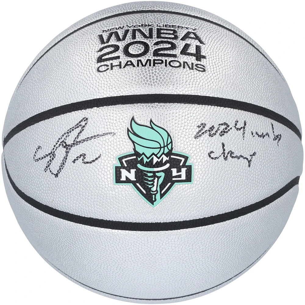 Sabrina Ionescu New York Liberty 2024 WNBA Finals Champions Autographed Wilson Champions Logo Basketball with "2024 WNBA Champ" Inscription