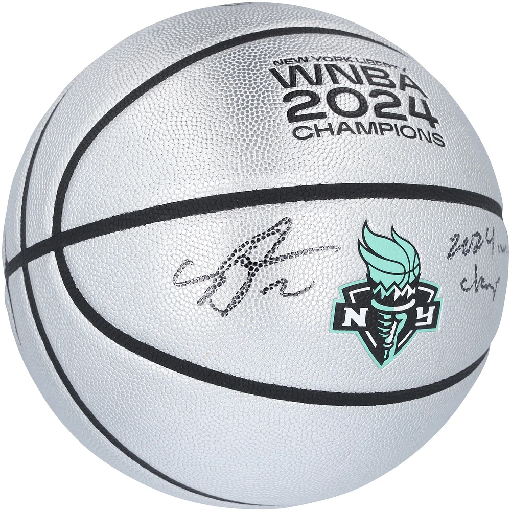Sabrina Ionescu New York Liberty 2024 WNBA Finals Champions Autographed Wilson Champions Logo Basketball with "2024 WNBA Champ" Inscription