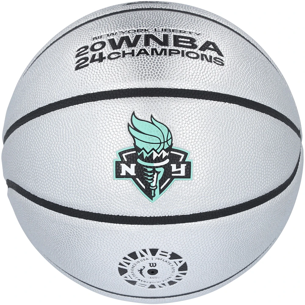 Sabrina Ionescu New York Liberty 2024 WNBA Finals Champions Autographed Wilson Champions Logo Basketball with "2024 WNBA Champ" Inscription