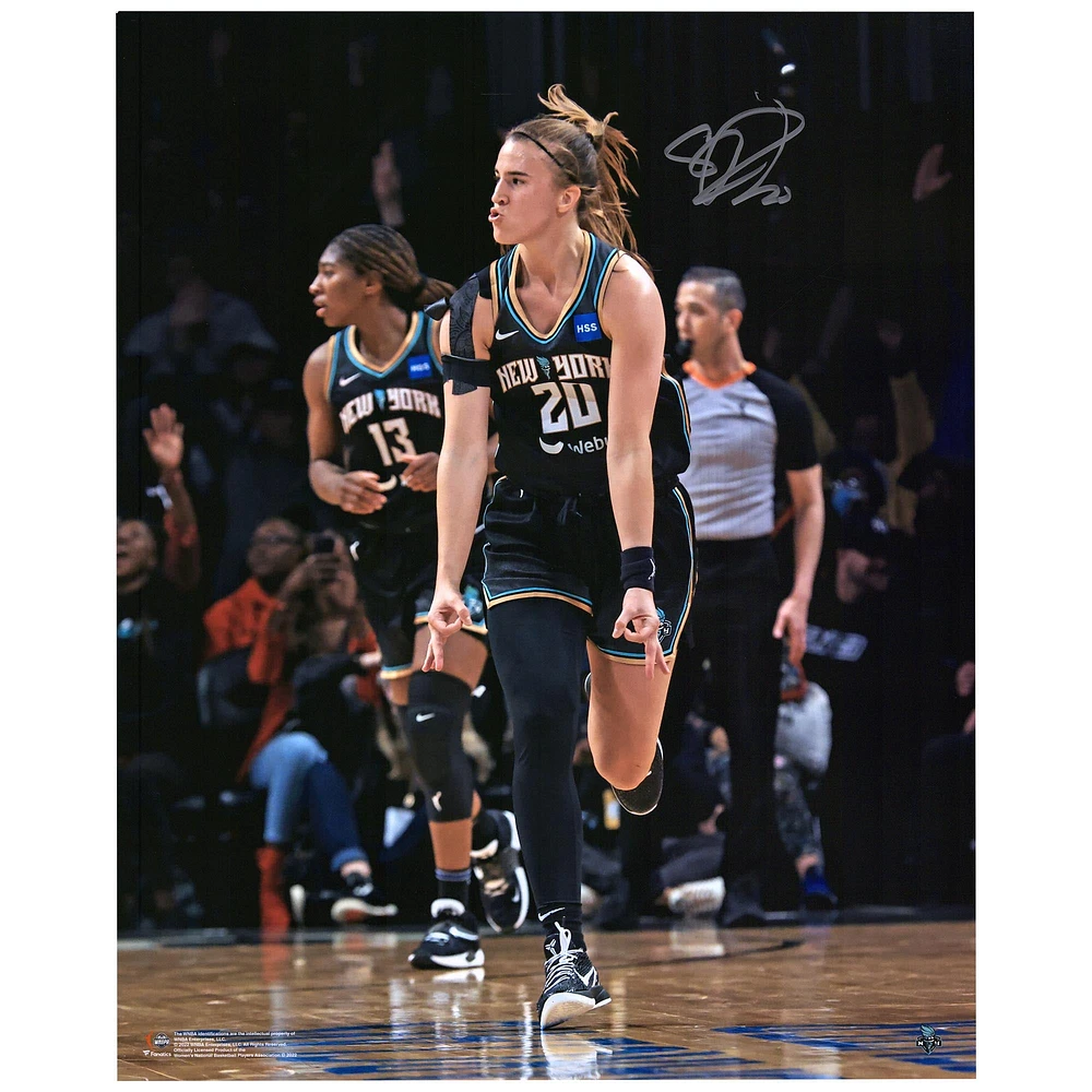 Sabrina Ionescu New York Liberty Autographed 16" x 20" Celebrating in Black Jersey Photograph