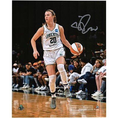 Sabrina Ionescu New York Liberty Autographed 8" x 10" Dribbling in White Jersey Photograph