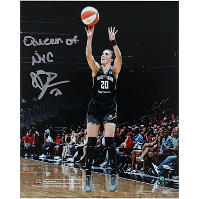 Sabrina Ionescu New York Liberty Autographed 8" x 10" Shooting in Black Jersey Photograph with "Queen of NYC" Inscription