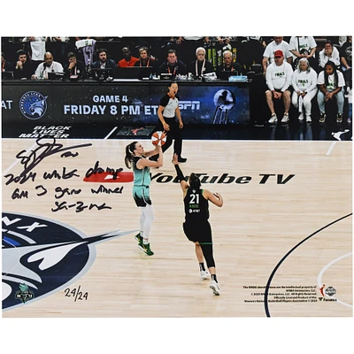 Sabrina Ionescu New York Liberty Autographed 8" x 10" WNBA Finals Game 3 Game Winning 3-Pointer Photograph with Multiple Inscriptions - Limited Edition #24/24