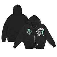 Unisex round21  Black New York Liberty Double-Zip Hoodie