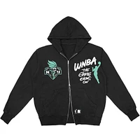Unisex round21  Black New York Liberty Double-Zip Hoodie