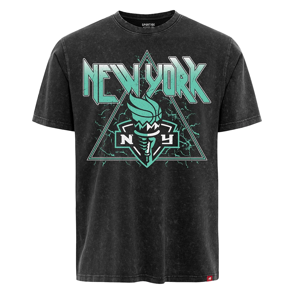 Unisex Sportiqe  Black New York Liberty Rock & Roll Collection Angus Mineral Wash Premium T-Shirt