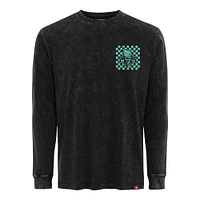 T-shirt unisexe Sportiqe noir à manches longues de qualité supérieure avec motif Liberty Rock & Roll la collection New York Bono Mineral Wash