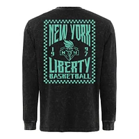 T-shirt unisexe Sportiqe noir à manches longues de qualité supérieure avec motif Liberty Rock & Roll la collection New York Bono Mineral Wash