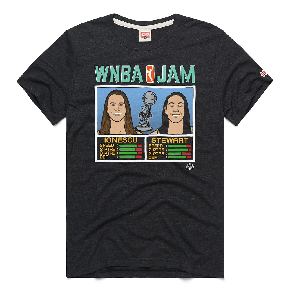 T-shirt unisexe hommage Breanna Stewart et Sabrina Ionescu Charcoal New York Liberty 2024 WNBA Champions Jam Tri-Blend