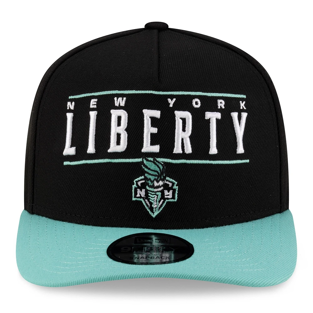 Casquette unisexe New Era New York Liberty 2025 WNBA Draft A-Frame 9FIFTY Snapback noire/verte
