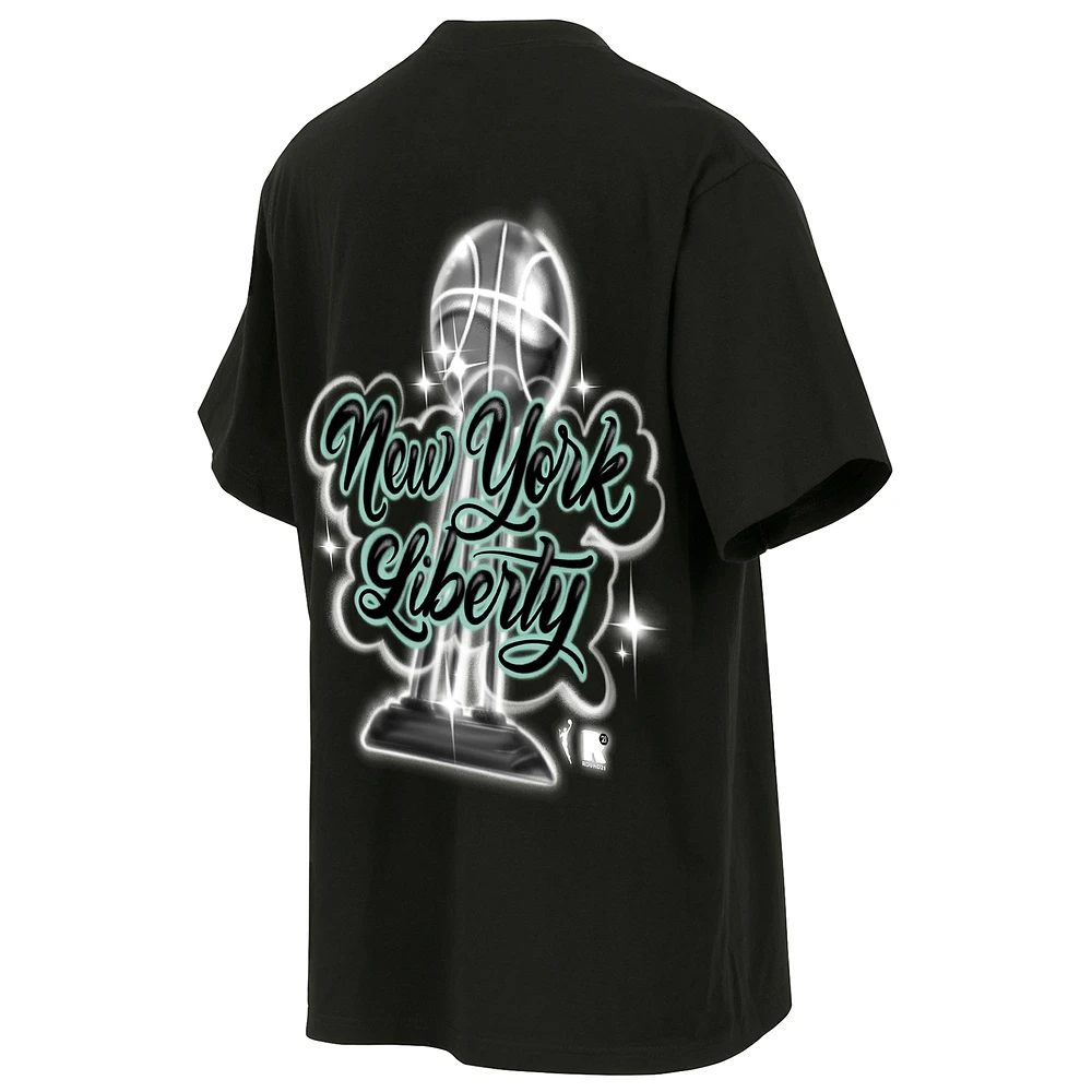 Unisex round21 Black New York Liberty 2024 WNBA Finals Champions Airbrush T-Shirt