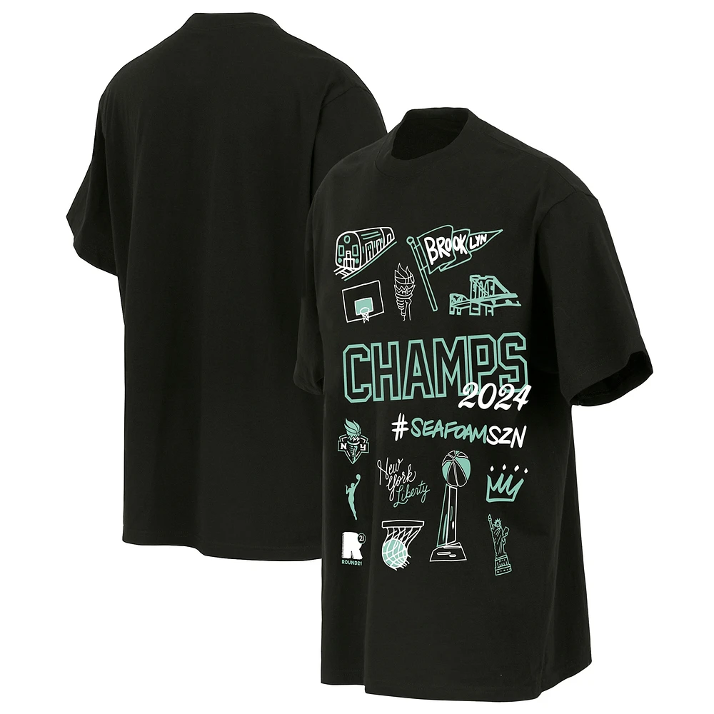 Unisex round21 Black New York Liberty 2024 WNBA Finals Champions Hometown T-Shirt