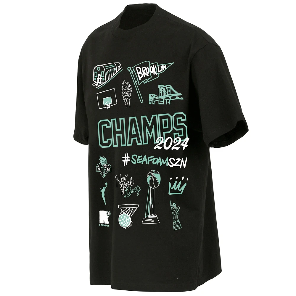 Unisex round21 Black New York Liberty 2024 WNBA Finals Champions Hometown T-Shirt