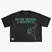 Haut boxy oversize en maille noir New York Liberty unisexe round21