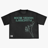 Haut boxy oversize en maille noir New York Liberty unisexe round21