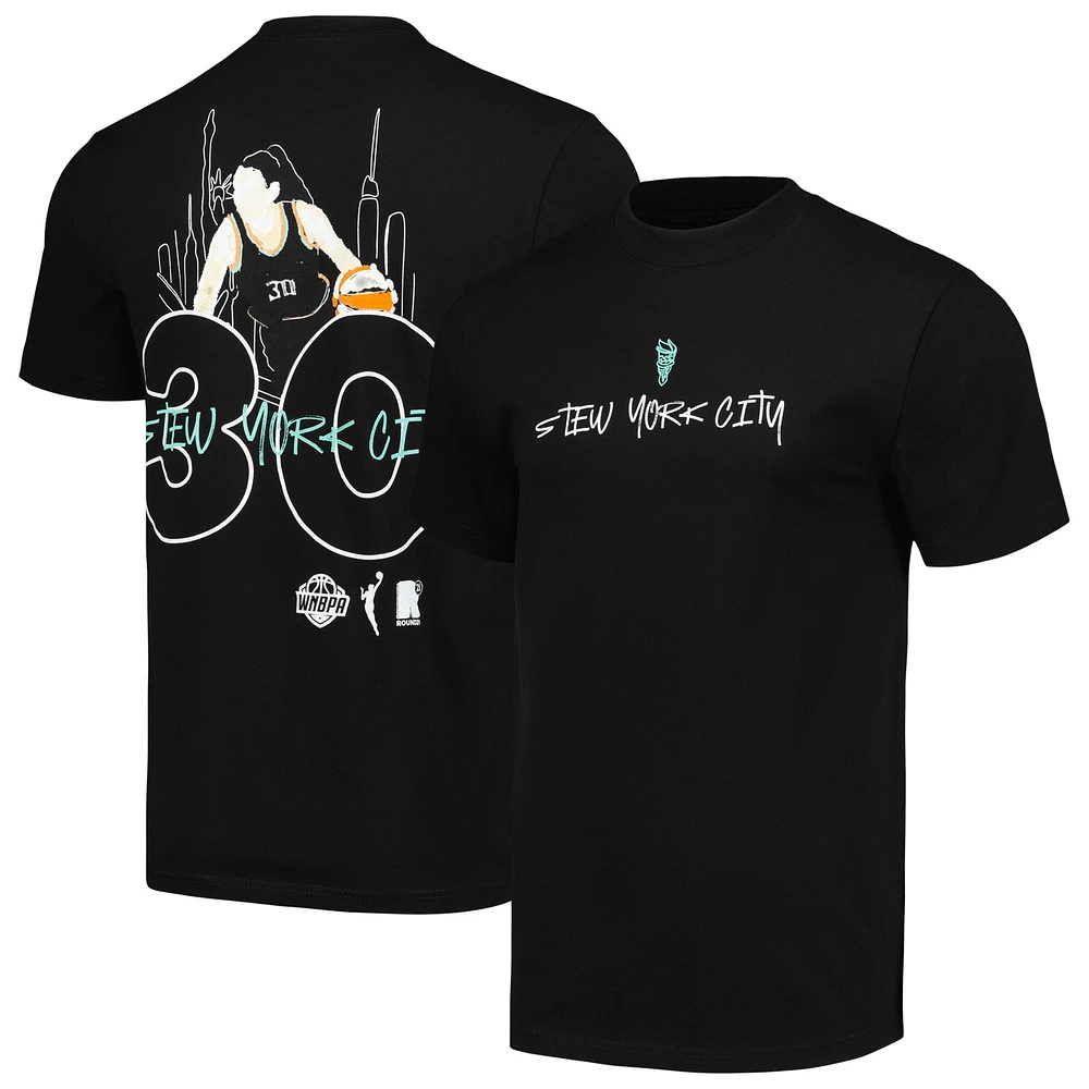 Unisex round21 Breanna Stewart Black New York Liberty Player Illustration T-Shirt