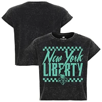 Unisex Sportiqe  Black New York Liberty Rock & Roll Collection Gwen Mineral Wash Cropped T-Shirt