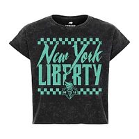 Unisex Sportiqe  Black New York Liberty Rock & Roll Collection Gwen Mineral Wash Cropped T-Shirt