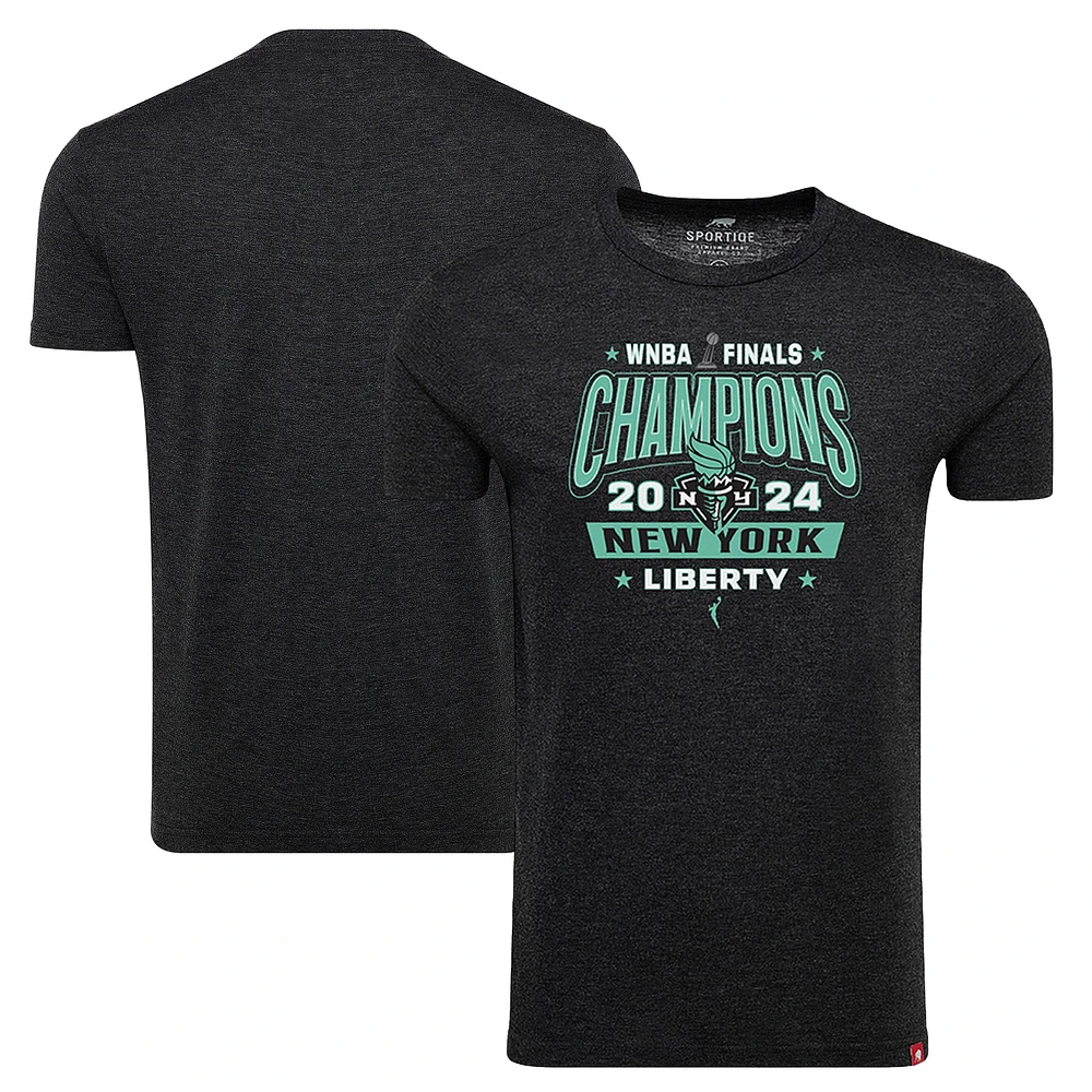 T-shirt unisexe Sportiqe Heather Black New York Liberty 2024 WNBA Finals Champions confortable en mélange de trois