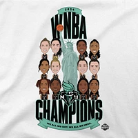 T-shirt unisexe Stadium Essentials blanc New York Liberty 2024 WNBA Finals Champions Teammates Roster