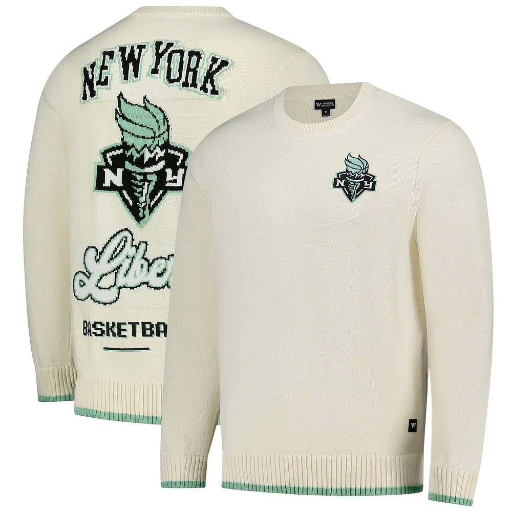 Unisex The Wild Collective  Cream New York Liberty Jacquard Pullover Sweater