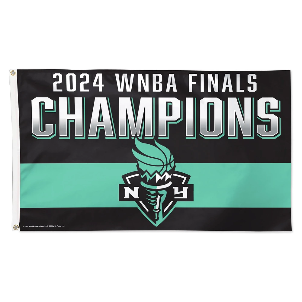 Drapeau de luxe unilatéral WinCraft New York Liberty 2024 WNBA Finals Champions 3' x 5'