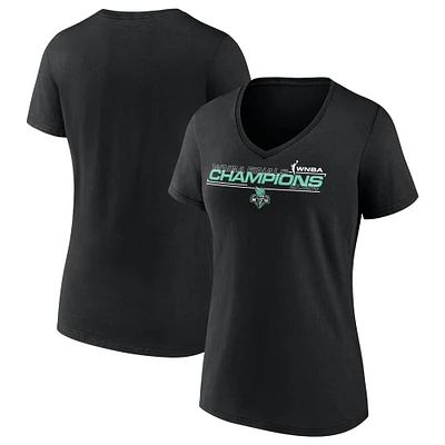 T-shirt à col en V noir New York Liberty 2024 WNBA Finals Champions pour femmes