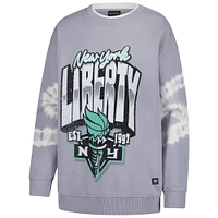 Women's The Wild Collective  Gray New York Liberty Double Collar Fleece Pullover Sweatshirt