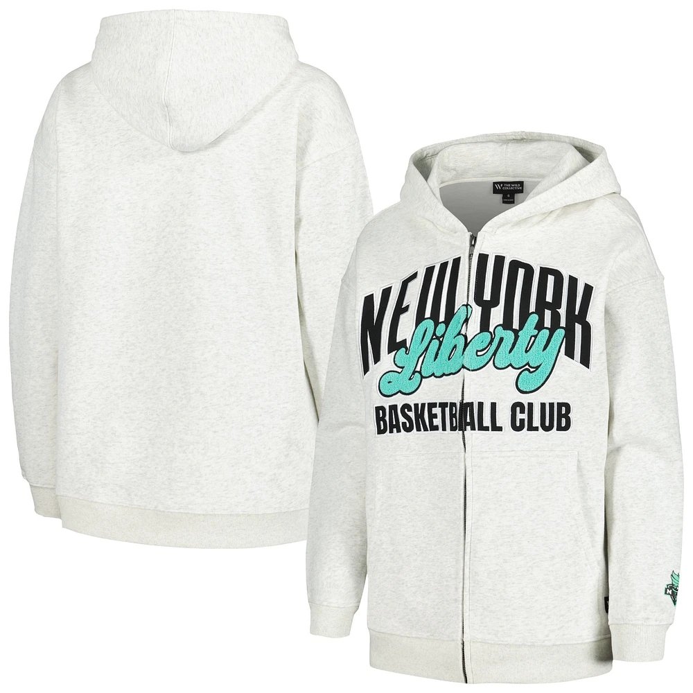 Sweat à capuche entièrement zippé délavé New York Liberty The Wild Collective pour femmes