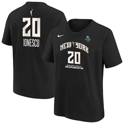 Youth Nike Sabrina Ionescu Black New York Liberty Explorer Edition Name & Number T-Shirt