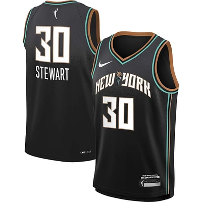 Jeune Nike Breanna Stewart Maillot New York Liberty Swingman Player Noir - Édition Rebel