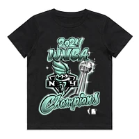 Youth round21 Black New York Liberty 2024 WNBA Finals Champions Airbrush T-Shirt