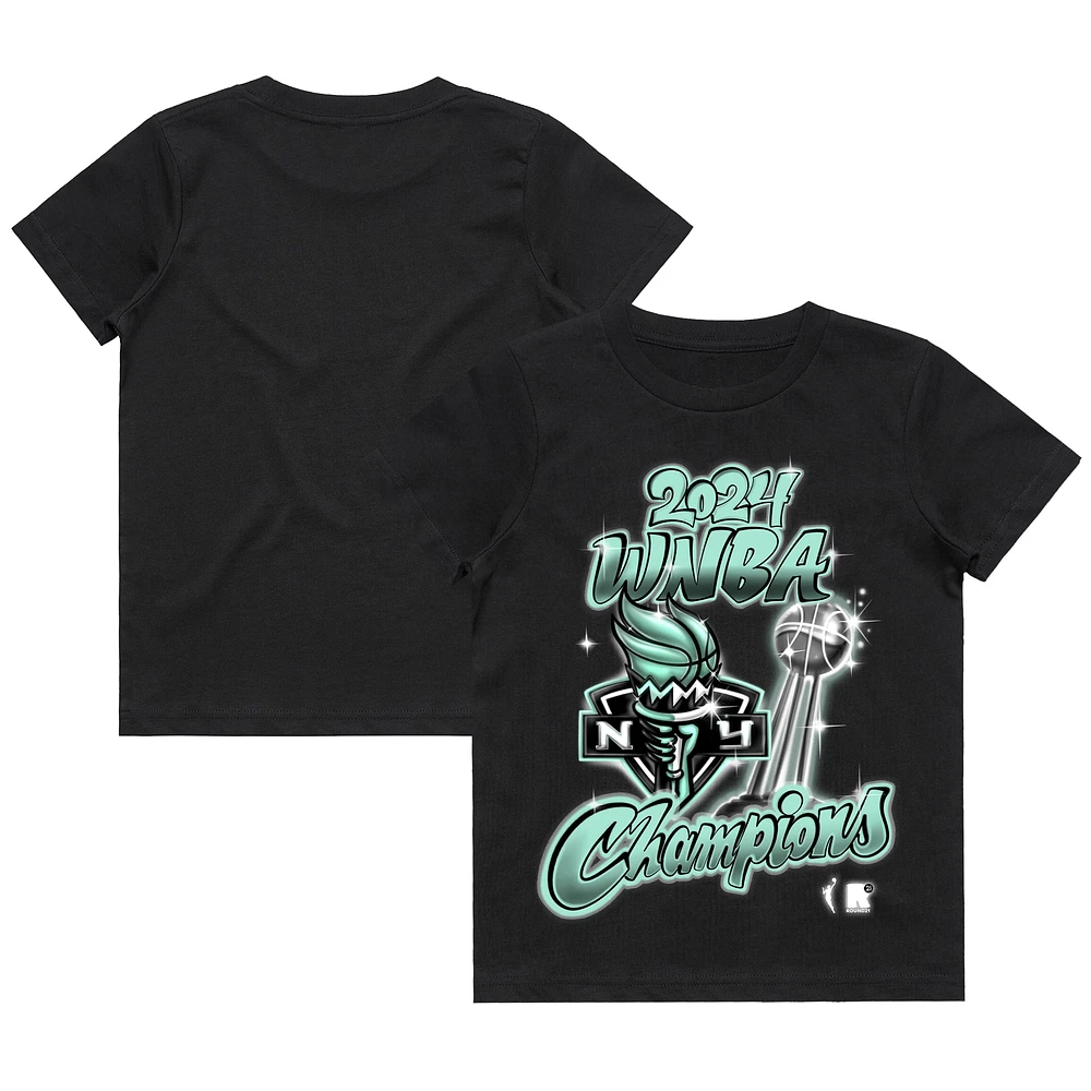 T-shirt aérographe noir pour jeunes de la finale WNBA 2024 des New York Liberty round21