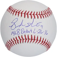 Balle de baseball autographiée par Brandon Nimmo des Mets de New York avec l'inscription « MLB Debut 6/26/16 »