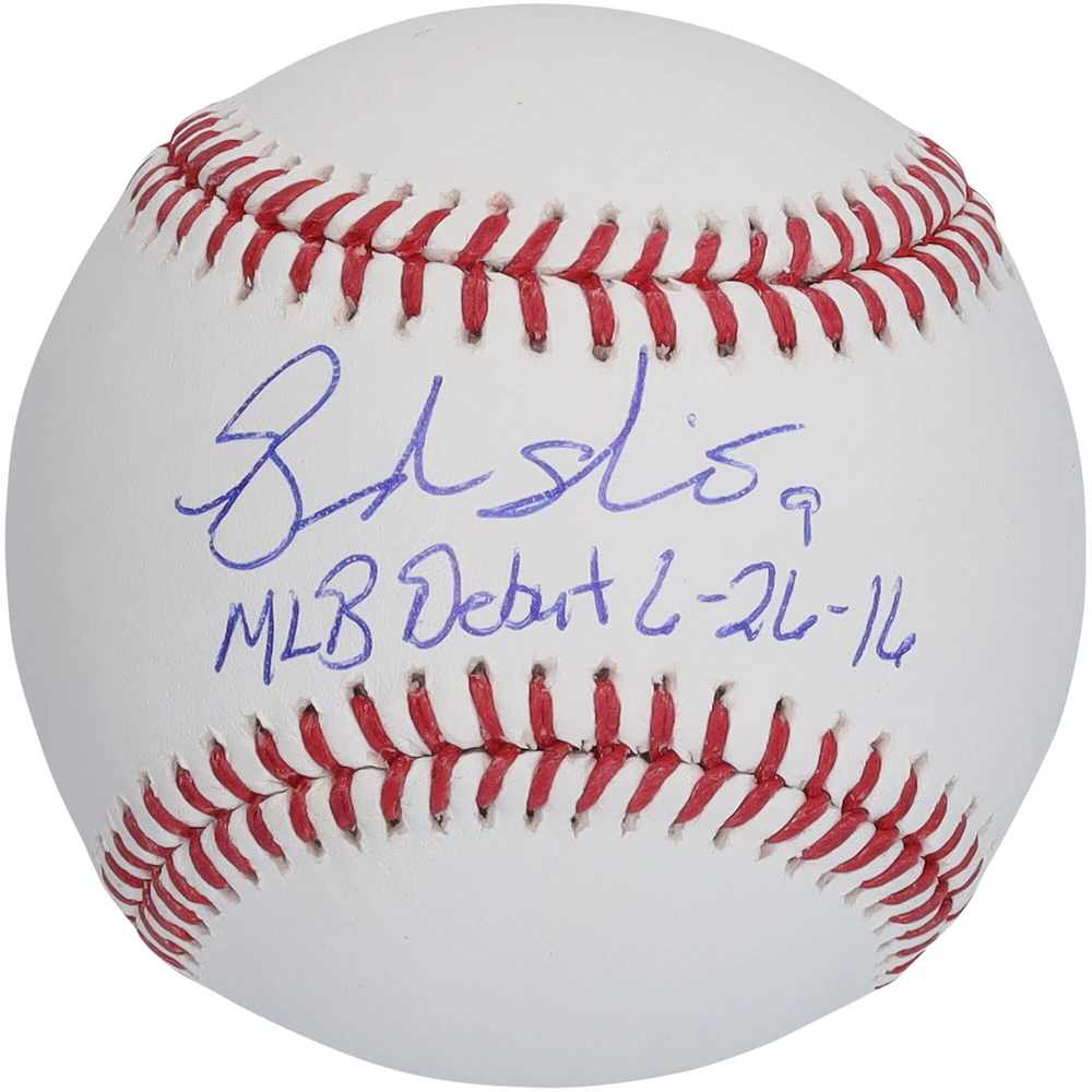 Balle de baseball autographiée par Brandon Nimmo des Mets de New York avec l'inscription « MLB Debut 6/26/16 »