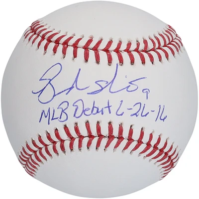 Balle de baseball autographiée par Brandon Nimmo des Mets de New York avec l'inscription « MLB Debut 6/26/16 »