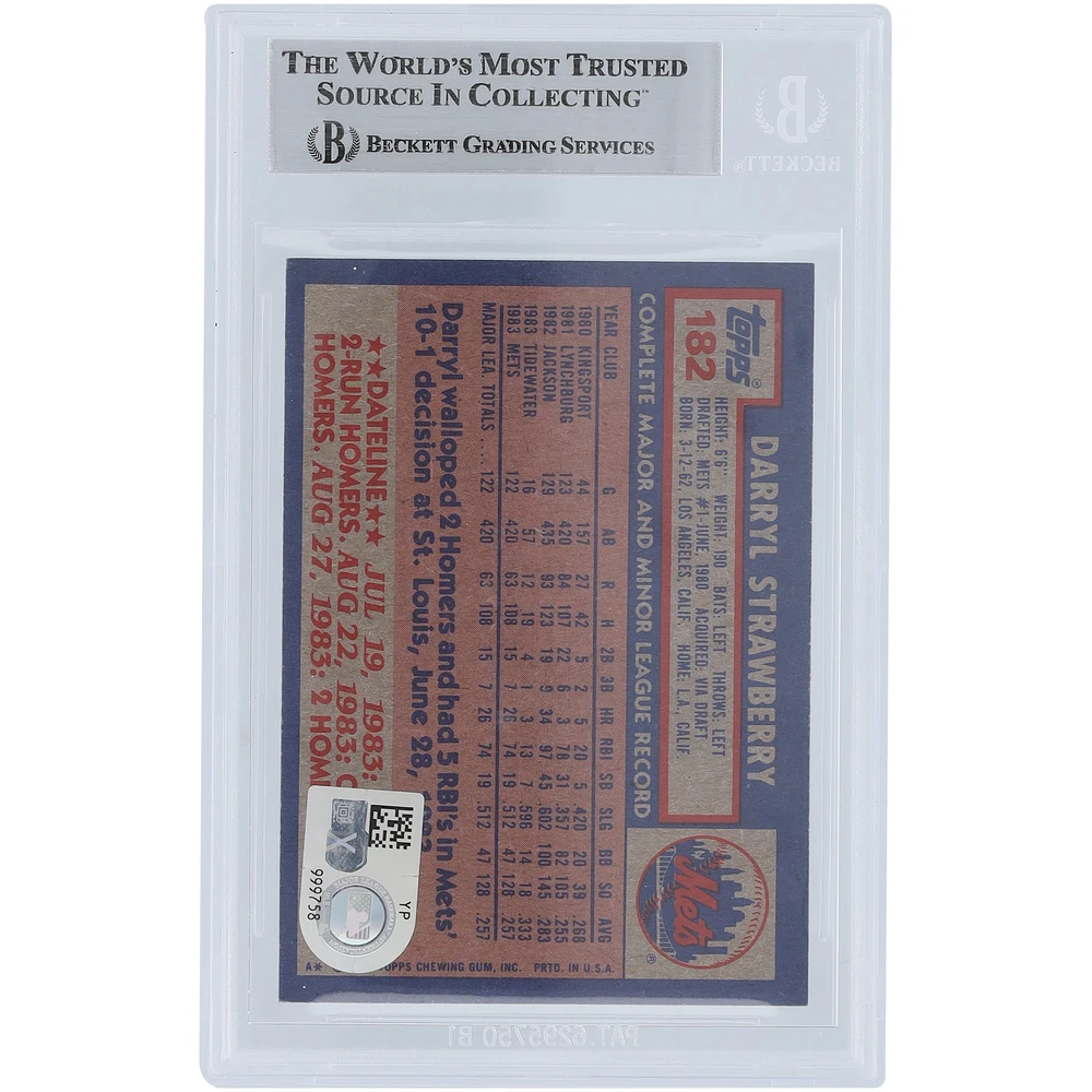 Darryl Strawberry New York Mets Autographed 1984 Topps #182 Beckett Fanatics Witnessed Authenticated Rookie Card 