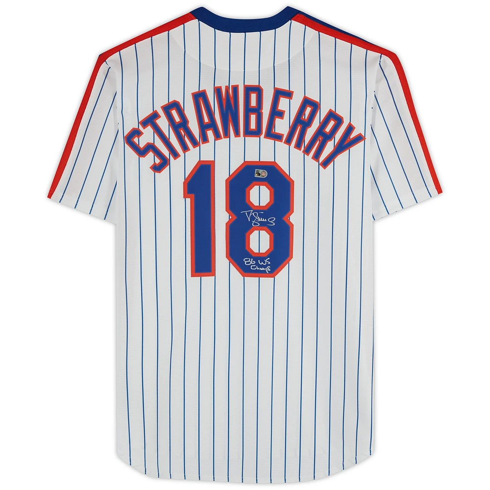 Darryl Strawberry New York Mets Autographed White Nike Cooperstown Collection Replica Jersey with "86 WS Champs" Inscription
