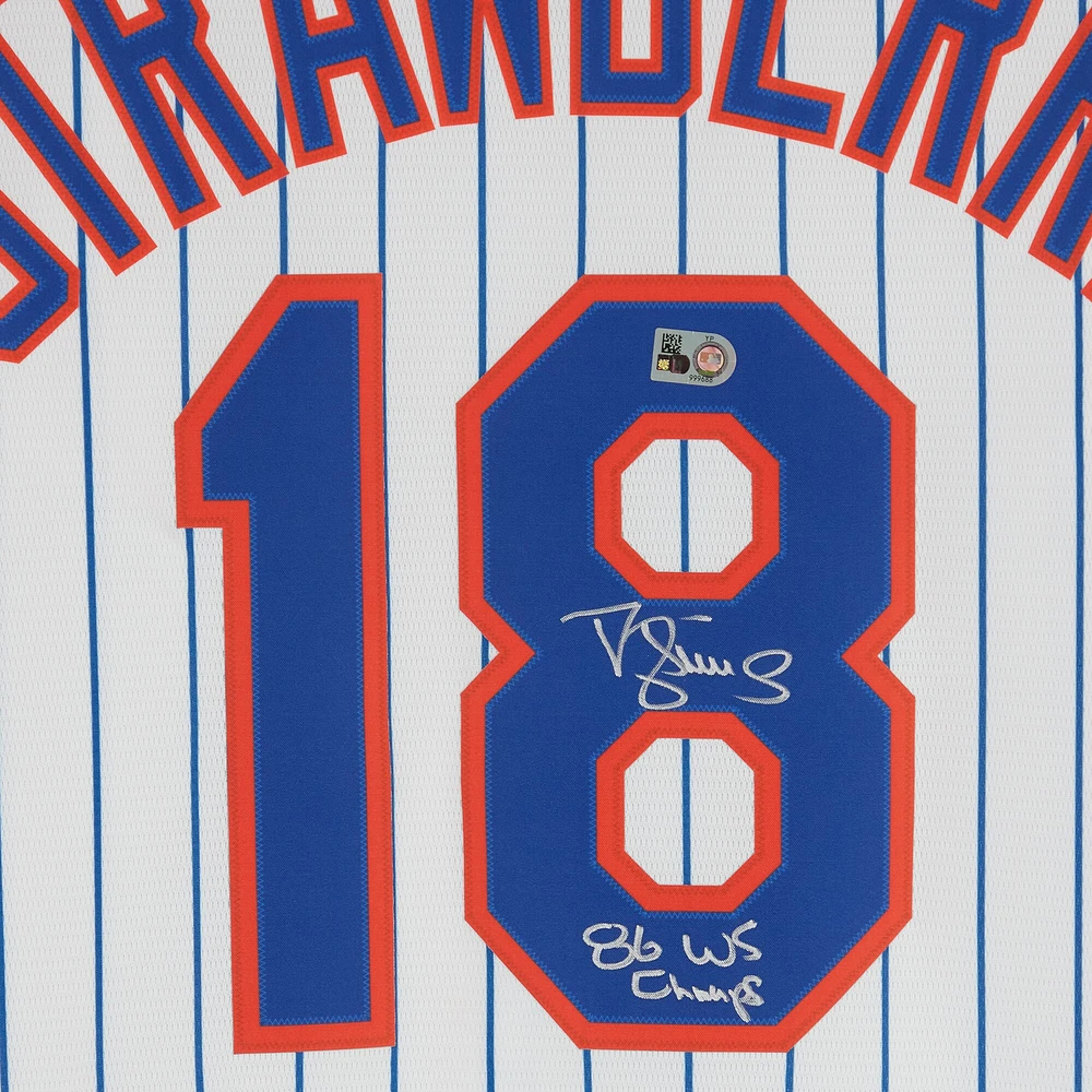 Darryl Strawberry New York Mets Autographed White Nike Cooperstown Collection Replica Jersey with "86 WS Champs" Inscription