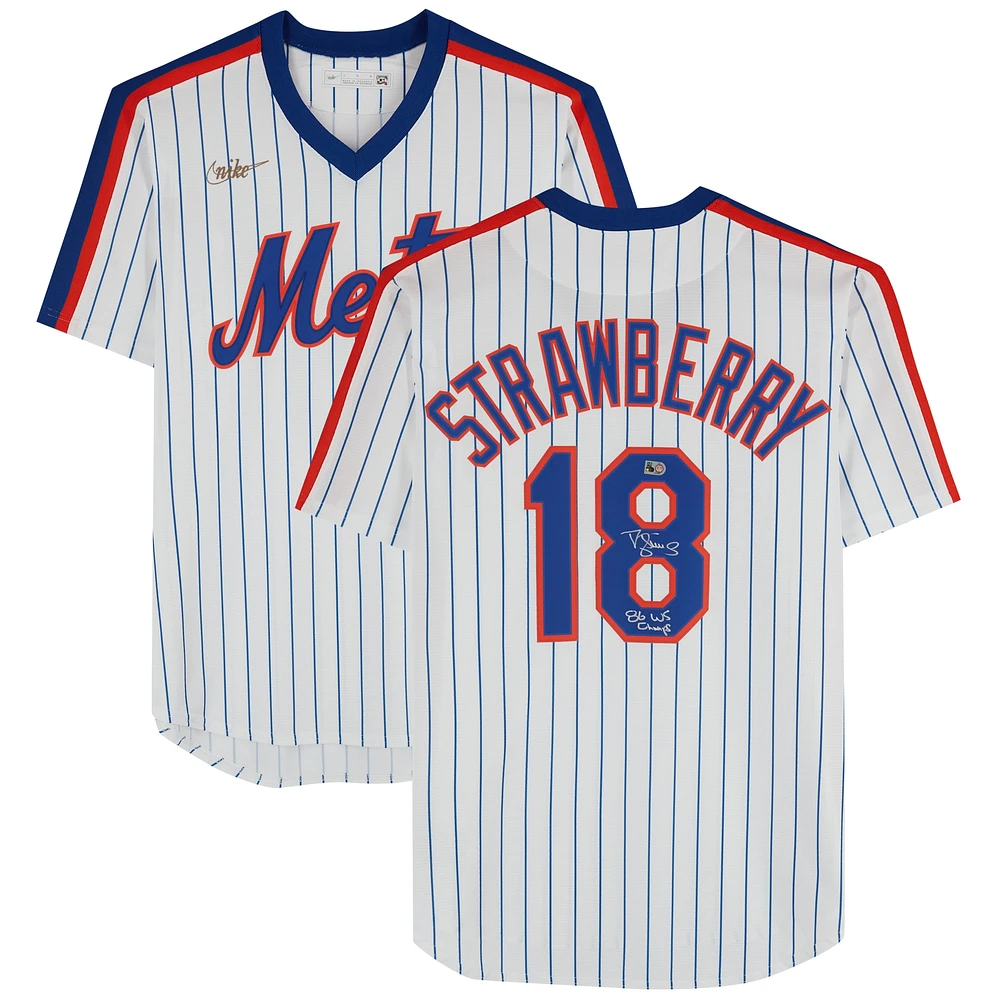 Darryl Strawberry New York Mets Autographed White Nike Cooperstown Collection Replica Jersey with "86 WS Champs" Inscription