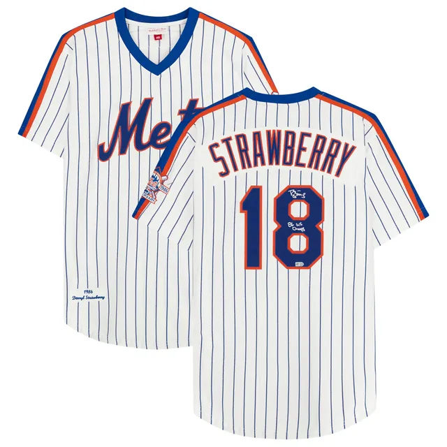 Darryl Strawberry White New York Mets Autographed Mitchell & Ness Authentic  Cooperstown Collection Jersey with 25th