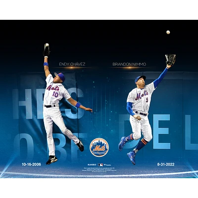 Endy Chavez and Brandon Nimmo New York Mets Unsigned Wall Catch Collage Photograph