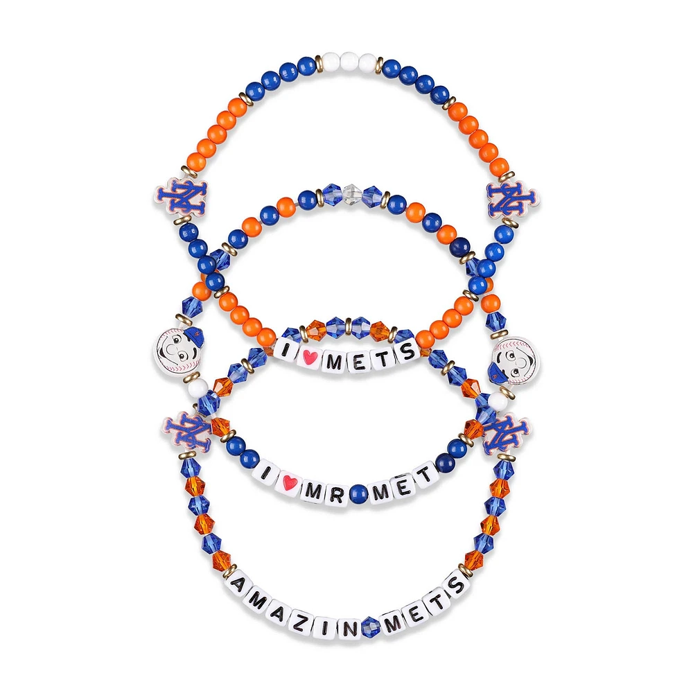 FOCO New York Mets 3-Pack Friendship Bracelet Set