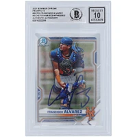Francisco Alvarez New York Mets Autographed 2021 Bowman Chrome Prospects #BCP-53 Beckett Fanatics Witnessed Authenticated 10 Card