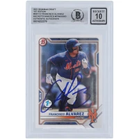 Francisco Alvarez New York Mets Autographed 2021 Bowman Draft 1st Edition #BD-112 Beckett Fanatics Witnessed Authenticated 10 Card