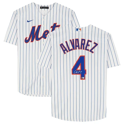 Francisco Alvarez New York Mets Autographed White Nike Replica Jersey