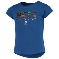 Girls Youth New Era Royal York Mets Flip Sequin T-Shirt